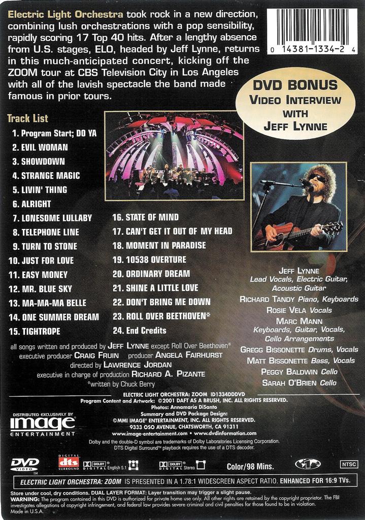 ELO Electric Light Orchestra Zoom Tour Live DVD dts WS FREE