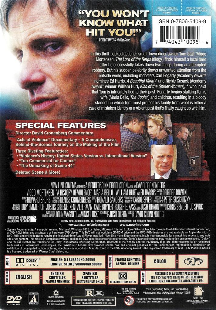 A History of Violence Ed Harris Viggo Mortensen DVD WS FREE