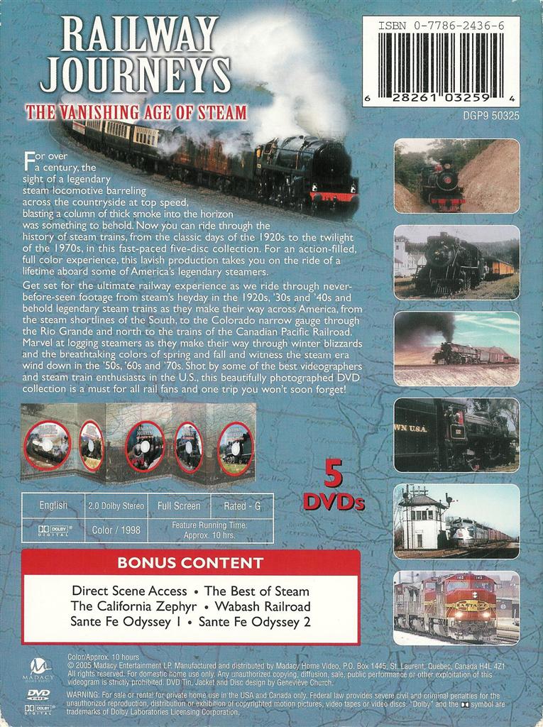 Railway Journeys The Vanishing Age Of Steam Railway Journeys ~ The Vanishing Age of Steam ~ 5-Disc DVD Tin Box Set