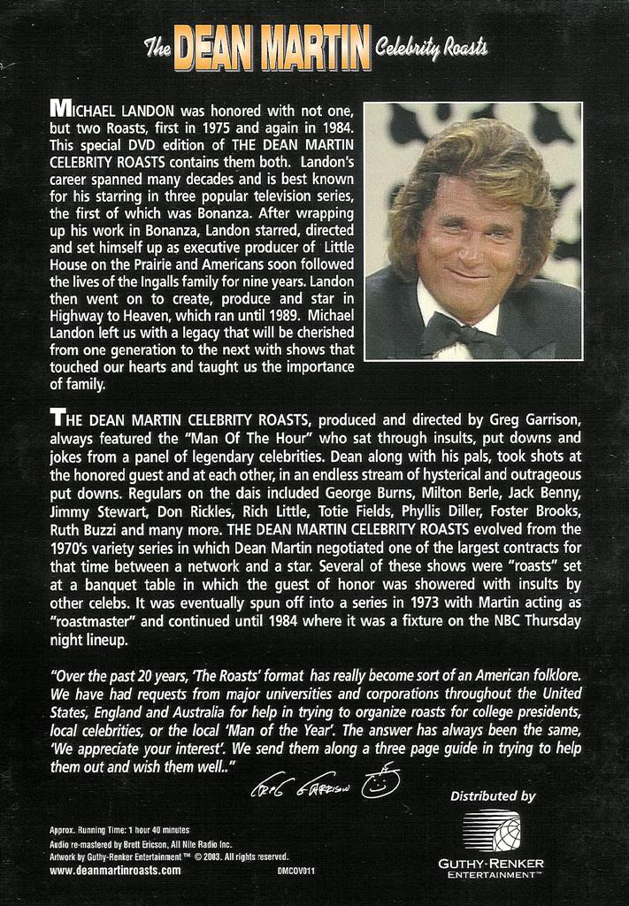 The Dean Martin Celebrity Roasts Michael Landon DVD