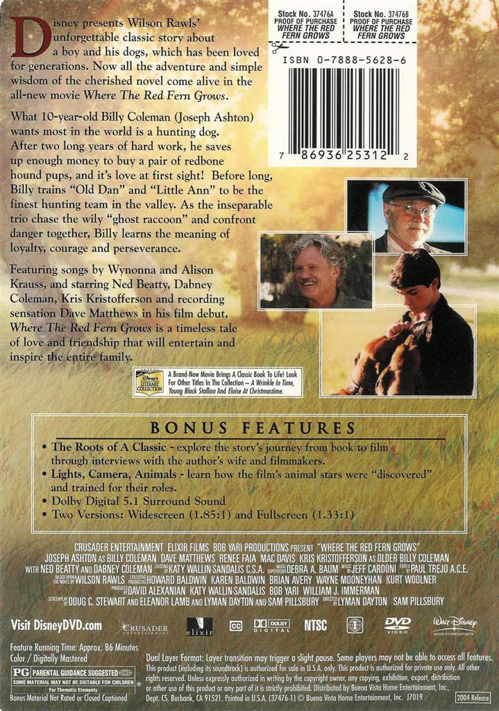 Walt Disney Where The Red Fern Grows Dave Matthews Joseph Ashton Walt Disney Where The Red Fern Grows Dave Matthews Joseph Ashton