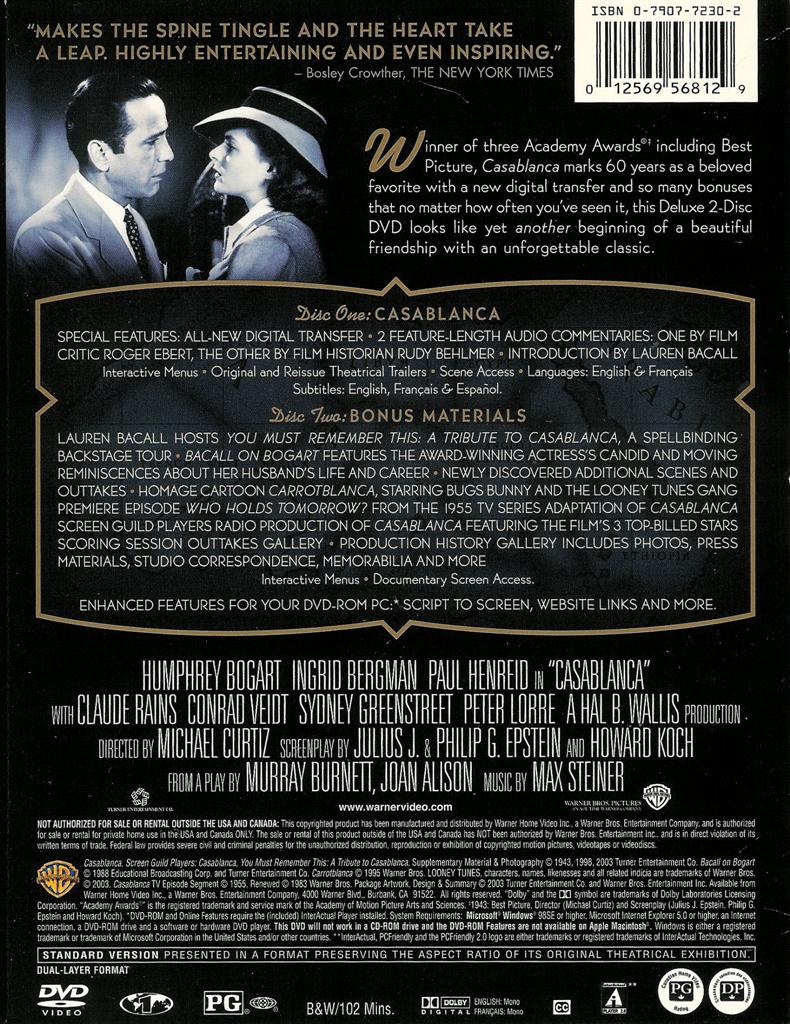 Casablanca Ingrid Bergman Humphrey Bogart Special Edition 2disc