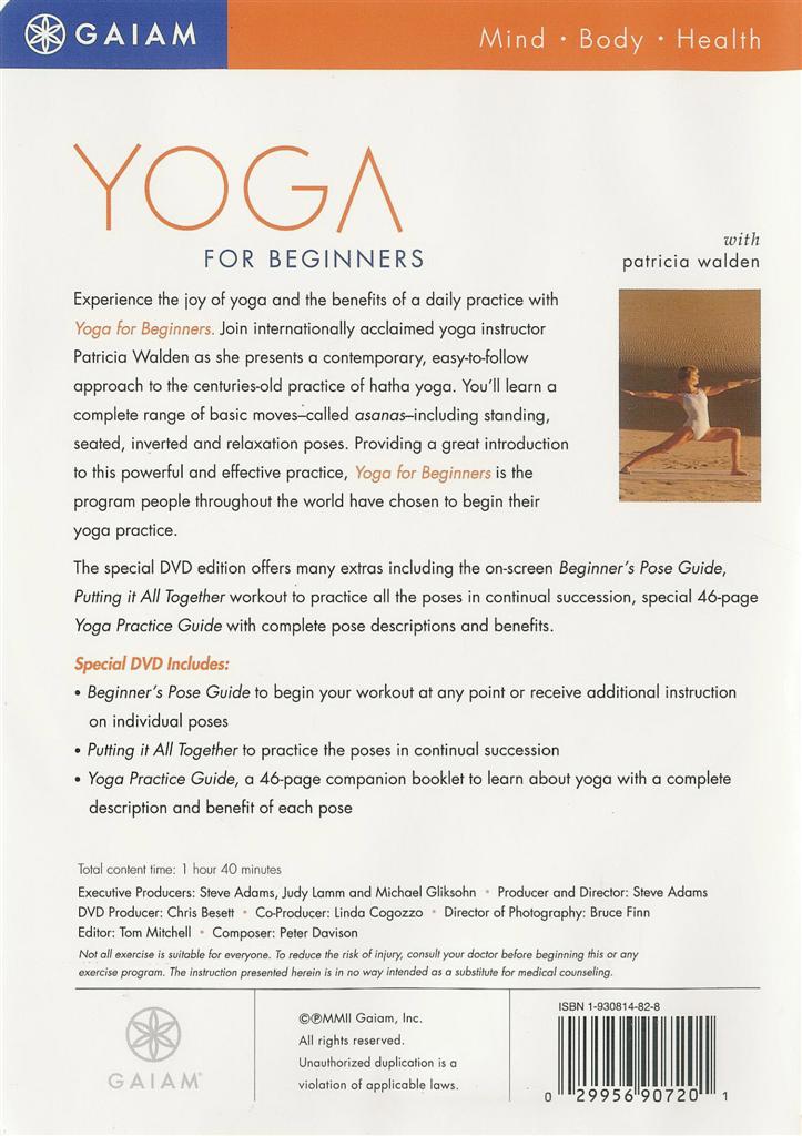 GAIAM Yoga for Beginners with Patricia Walden DVD FREE Shipping