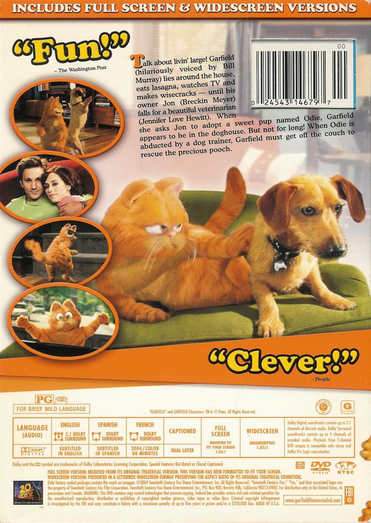 GARFIELD THE MOVIE DVD garfield the movie dvd: