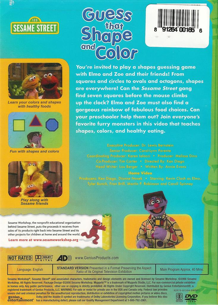 Sesame Street Guess That Shape and Color New SEALED DVD eBay