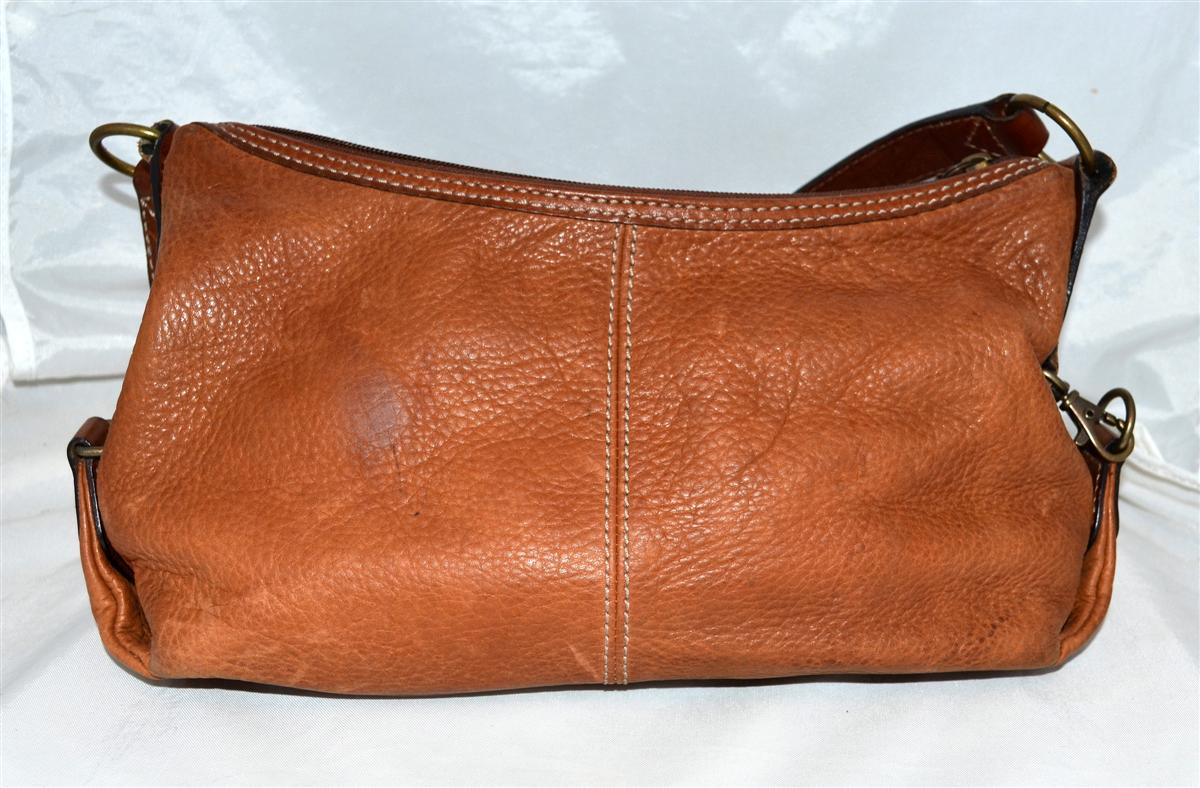 Fossil Brown Soft Pebbled Leather Shoulder Bag Handbag 75082