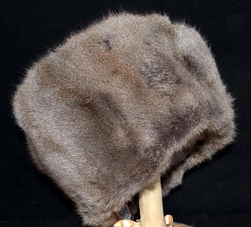 RARE Vintage Russian Squirrel Fur Hat with Gray Satin Lining Sz 7 1/4