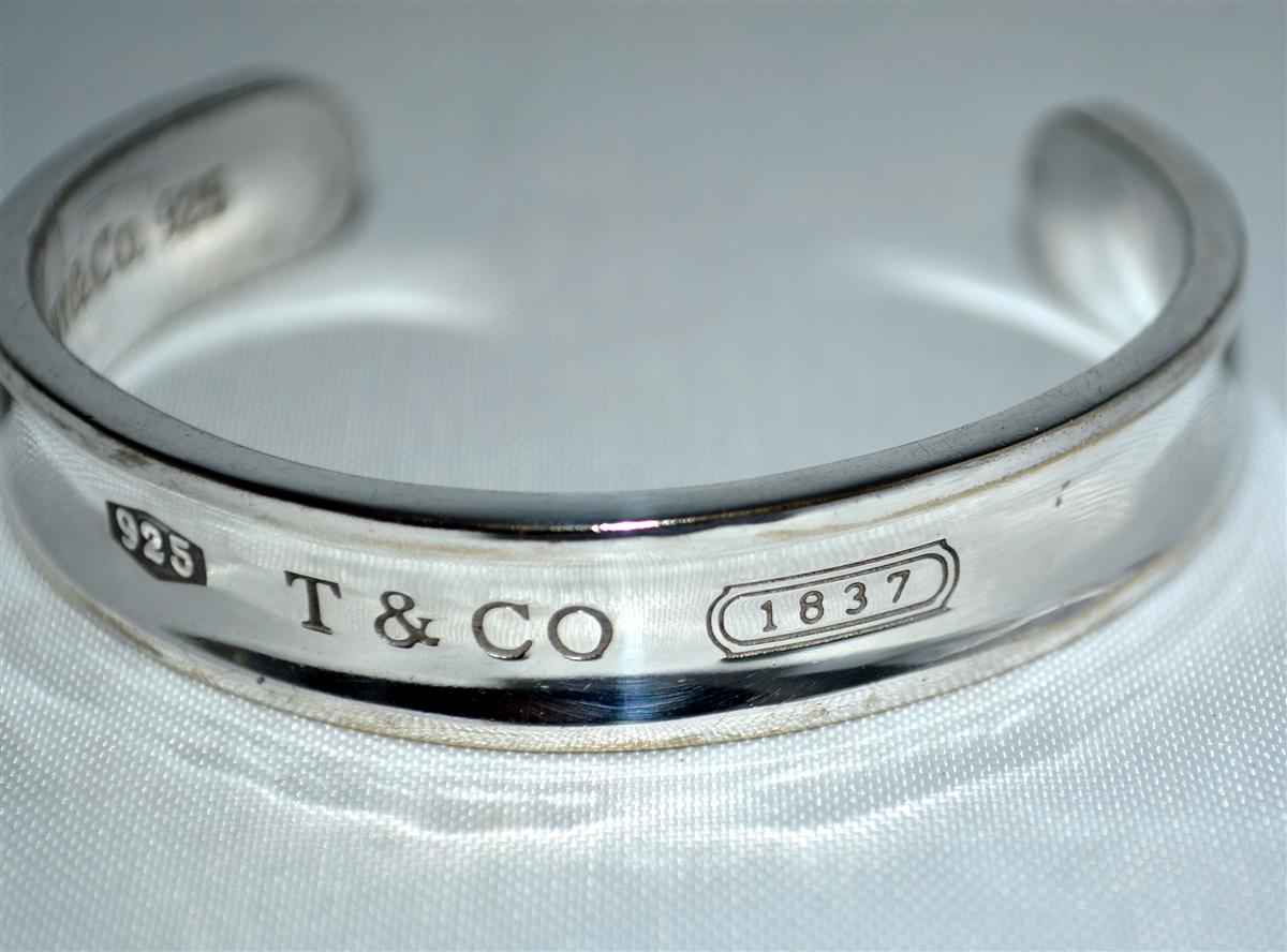 Authentic 1997 Tiffany & Co 1837 Sterling Silver Solid Cuff Bracelet With Box