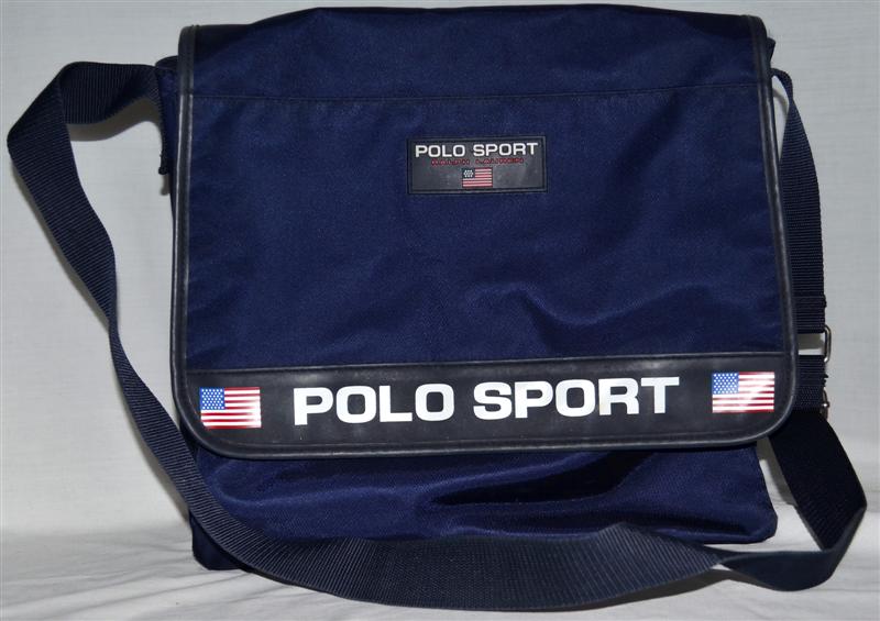 Ralph Lauren Polo Sport Navy Blue Nylon Crossbody Messenger Bag Laptop